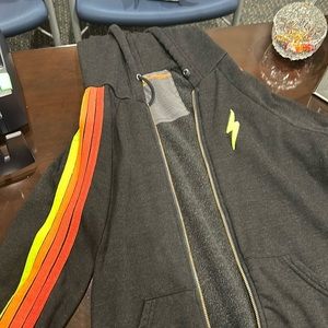 Aviator Nation Black Lightning Bolt Sweatshirt Size Medium Woman’s